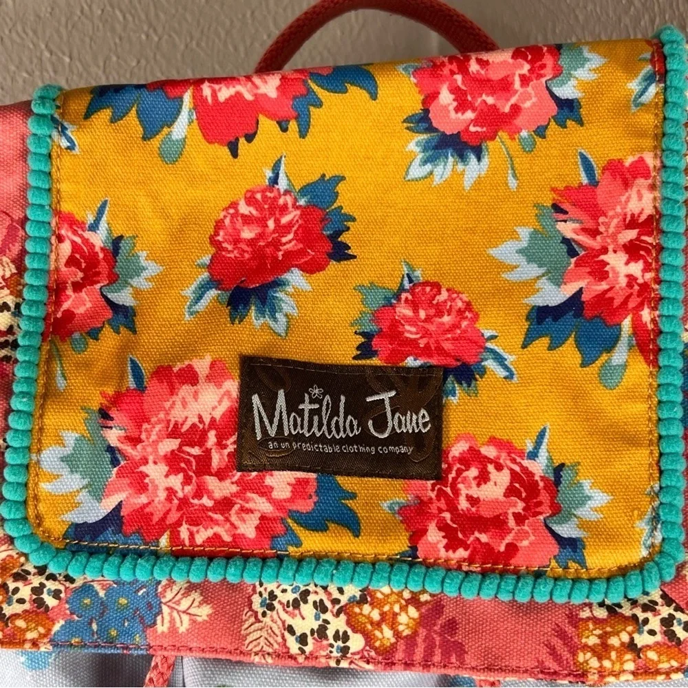 Matilda Jane Make A Splash Swim Backpack Floral Polka Dot Drawstring Snap Close